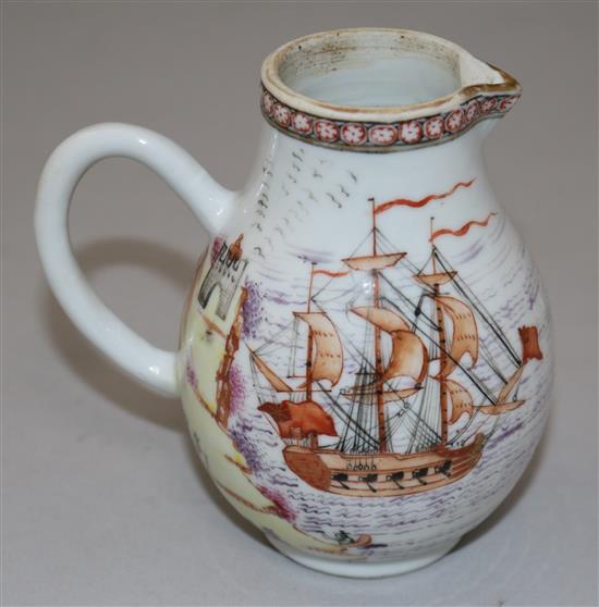 A Chinese export European subject milk jug, Qianlong period, 10.5cm